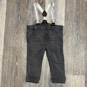 12-18 Months Gray Suspender Pants